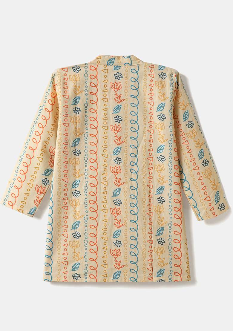 Yellow Embroidered Cotton Kurta Sets For Boys - Indya