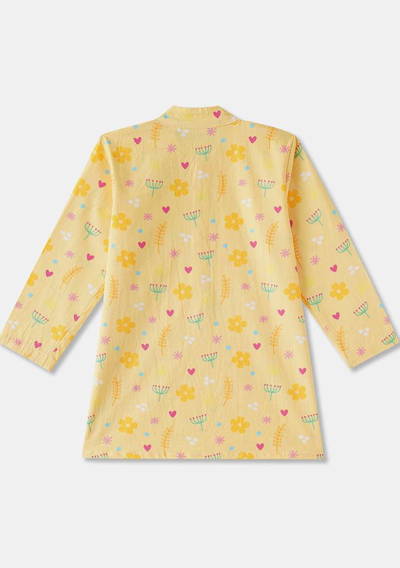 Yellow Embroidered Cotton Kurta Sets For Boys - Indya