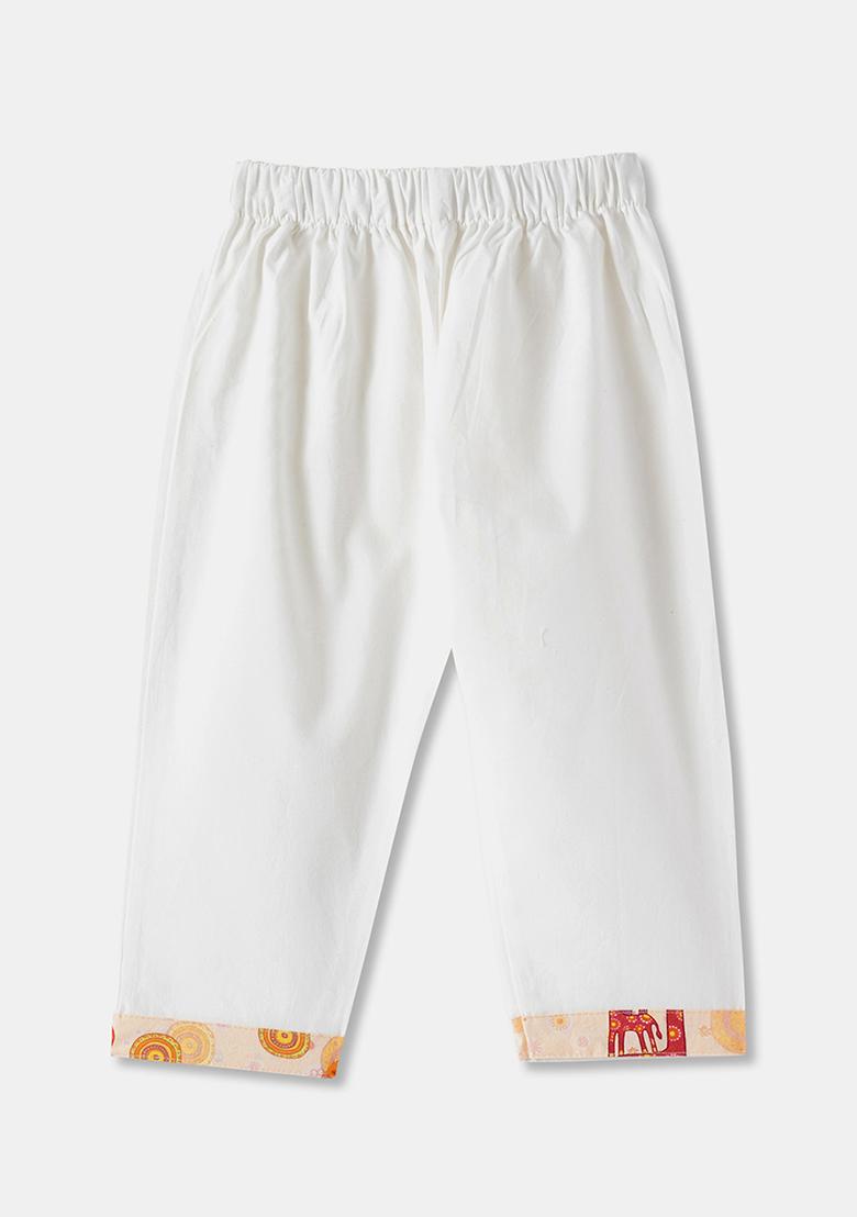 Cream Embroidered Cotton Kurta Sets For Boys