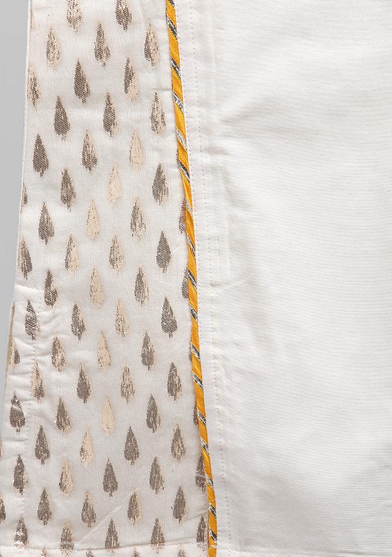 Offwhite Embroidered Cotton Silk Kurta Set Diwali For Boys