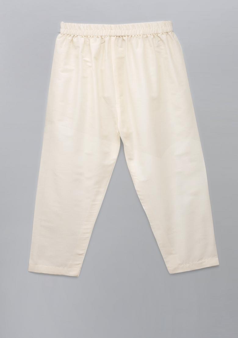 Deep Red Digital Print Cotton Silk Kurta Set For Boys