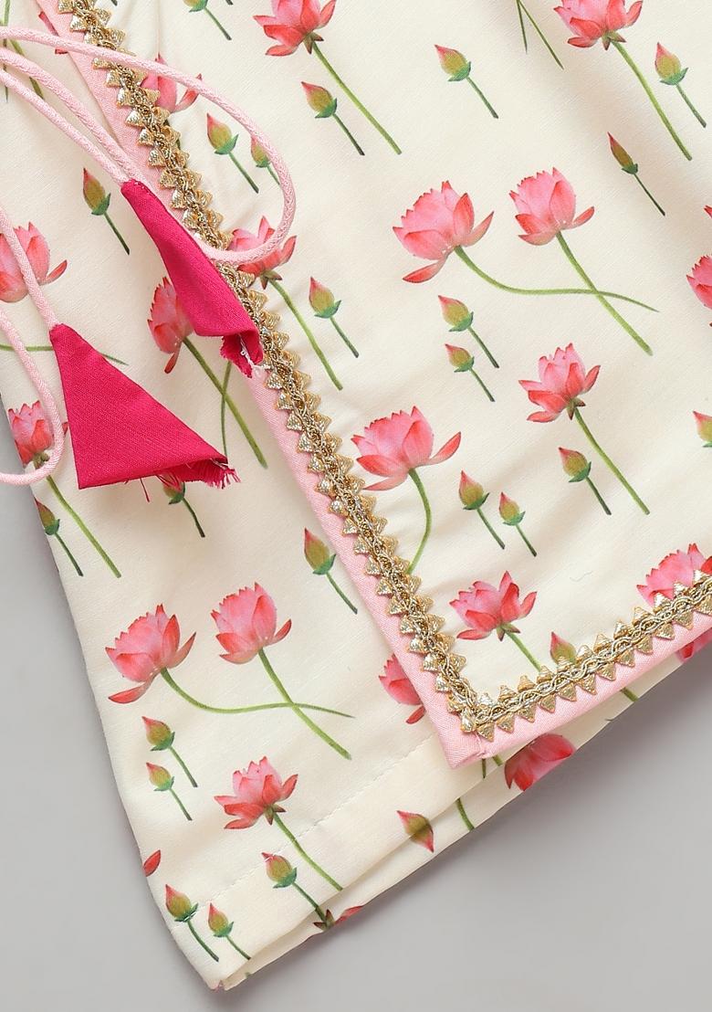 Off White Embroidered Cotton Silk Kurta Dhoti Set Janmashtmi For Boys