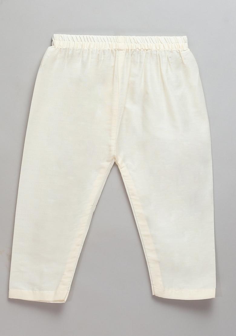 Red Embroidered Cotton Silk Kurta Set Eid Diwali For Boys