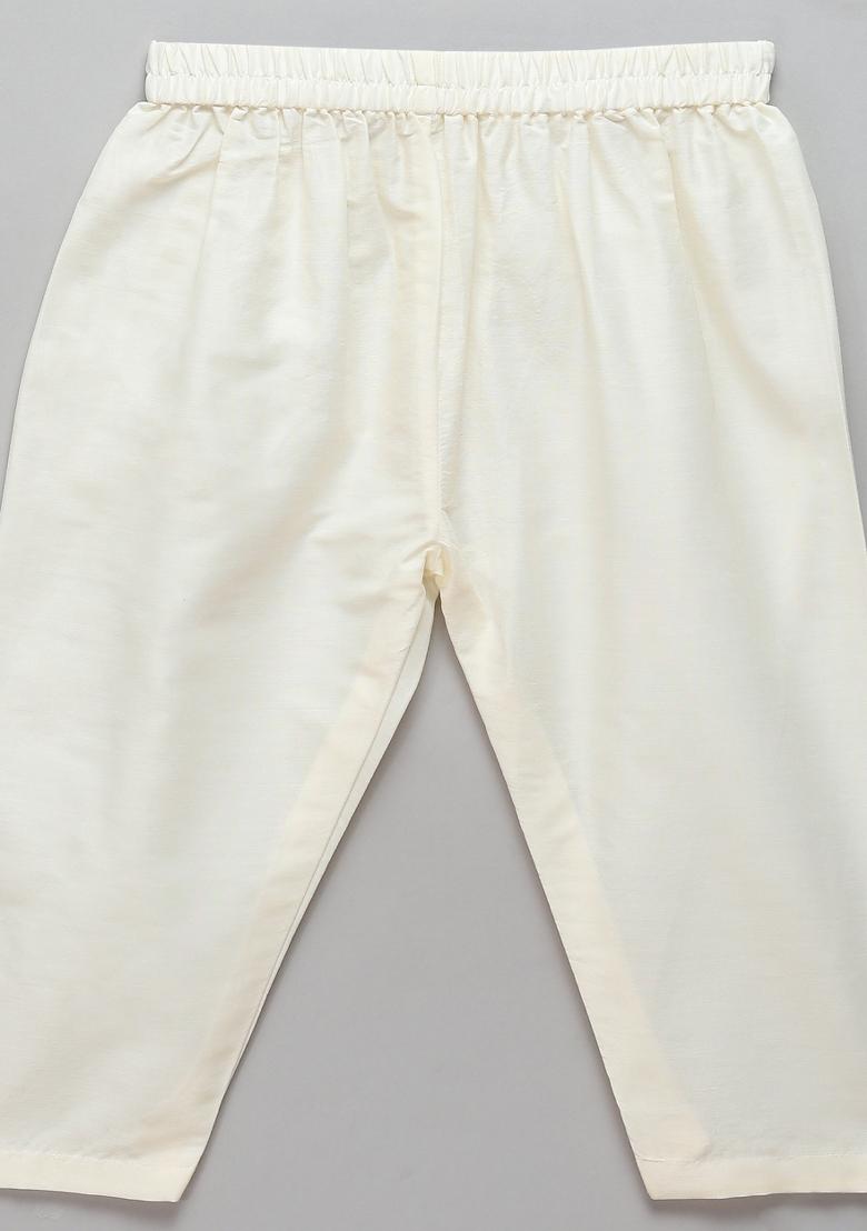 Green Embroidered Cotton Silk Kurta Set Eid For Boys