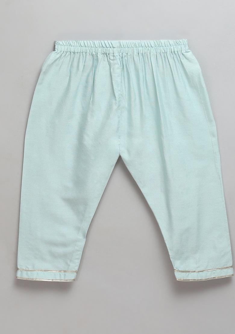 Blue Embroidered Cotton Kurta Set Holi For Boys