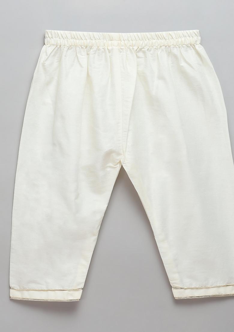 Yellow Embroidered Cotton Silk Kurta Set Makar Sankranti For Boys