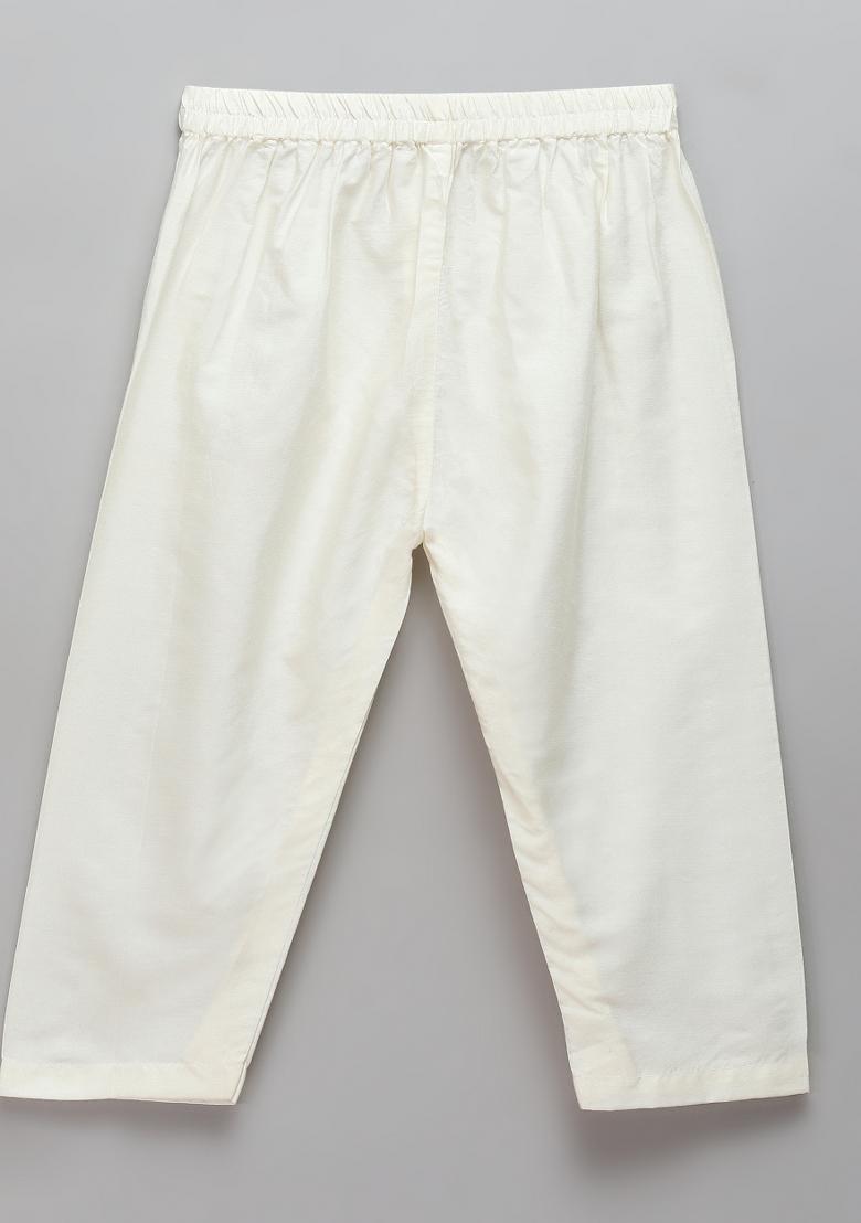 Bottle Green Embroidered Cotton Silk Kurta Set Eid For Boys