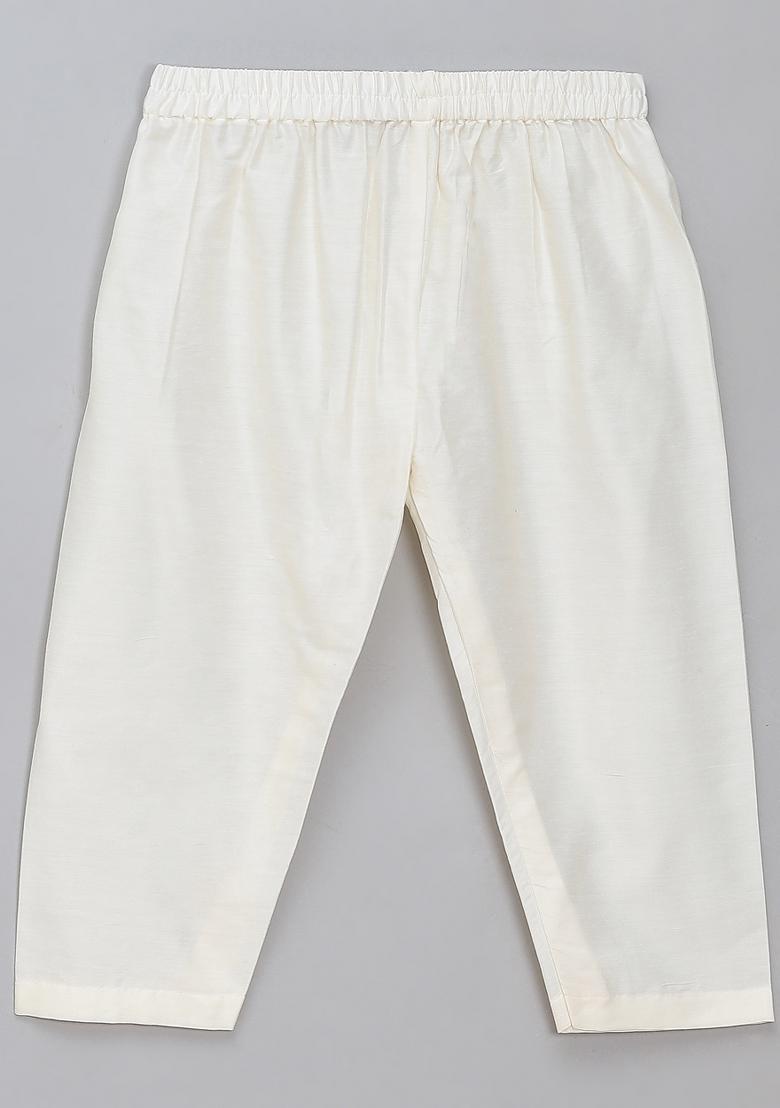 Purple Embroidered Cotton Silk Kurta Set For Boys