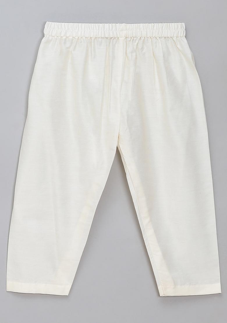 Coral Embroidered Cotton Silk Kurta Set Wedding For Boys