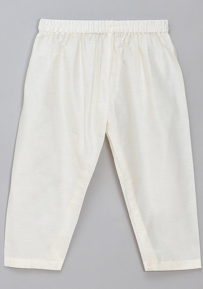 Yellow Embroidered Cotton Silk Kurta Set Wedding For Boys