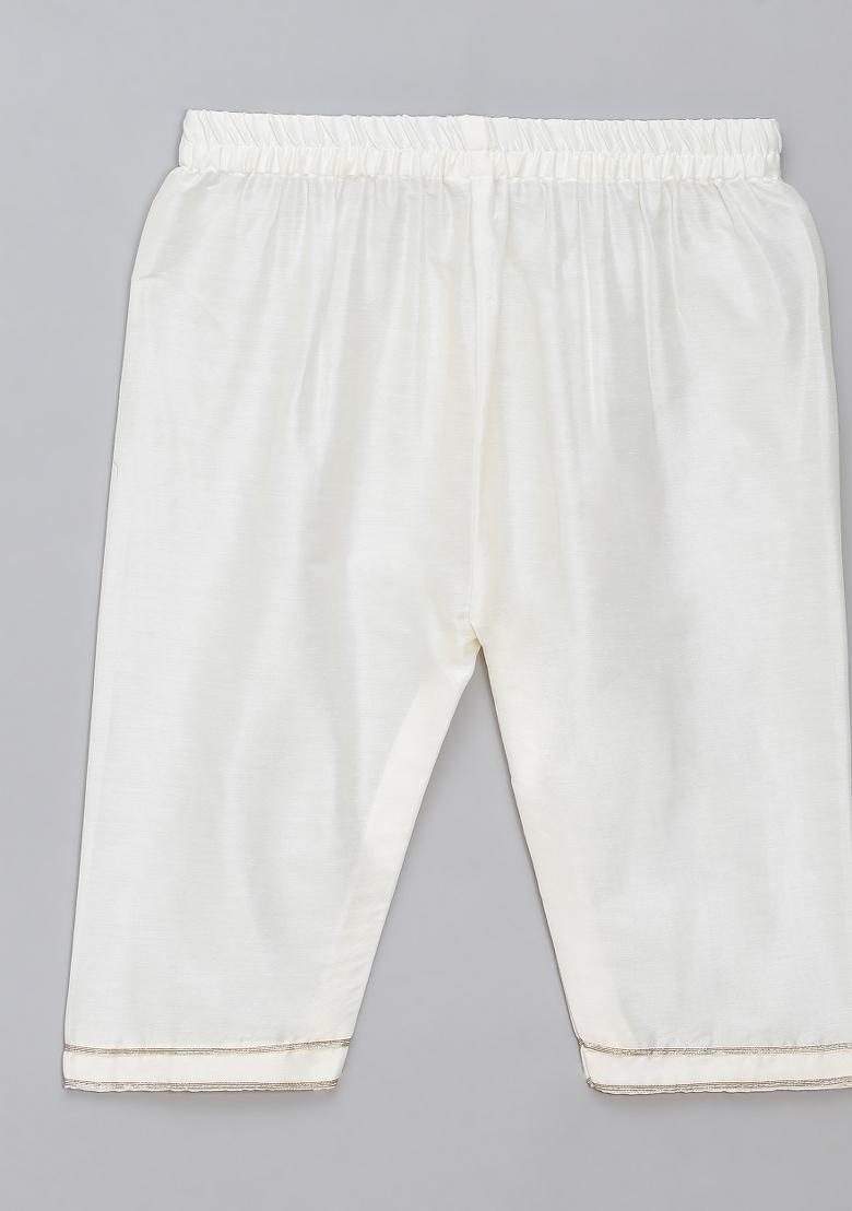 Yellow Embroidered Cotton Silk Kurta Set Wedding For Boys