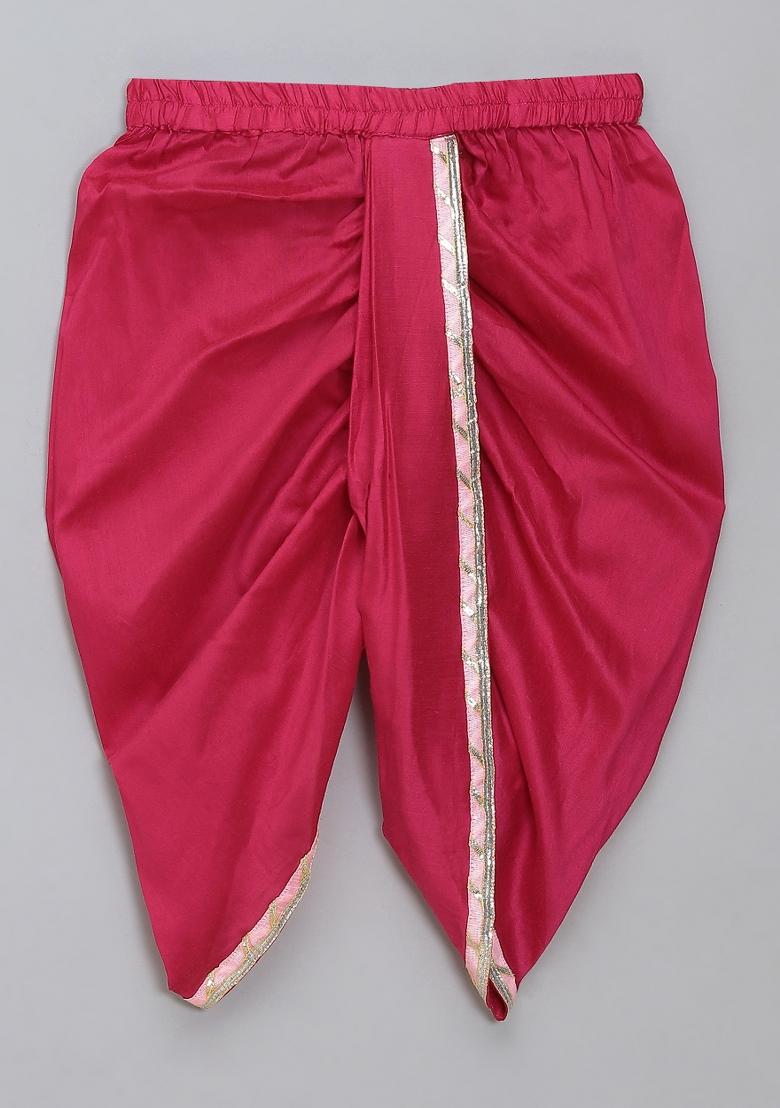 Yellow Embroidered Cotton Silk Dhoti Set Janmashtmi For Boys