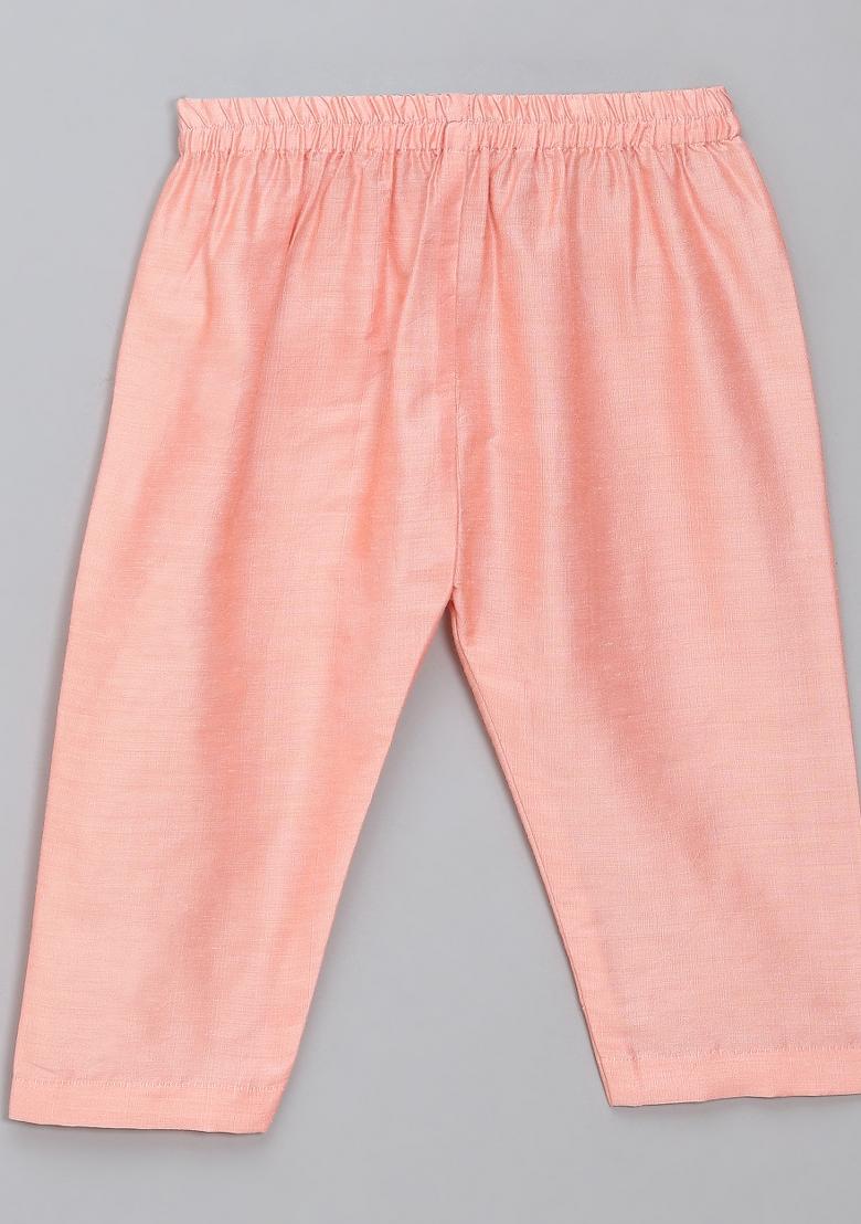 Off White Embroidered Cotton Silk Kurta Set Janmashtmi For Boys