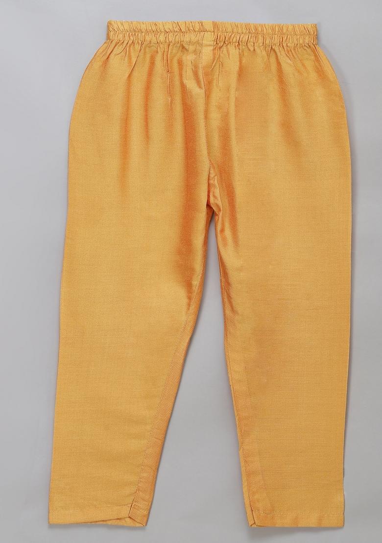 Beige Embroidered Cotton Silk Kurta Set Wedding For Boys