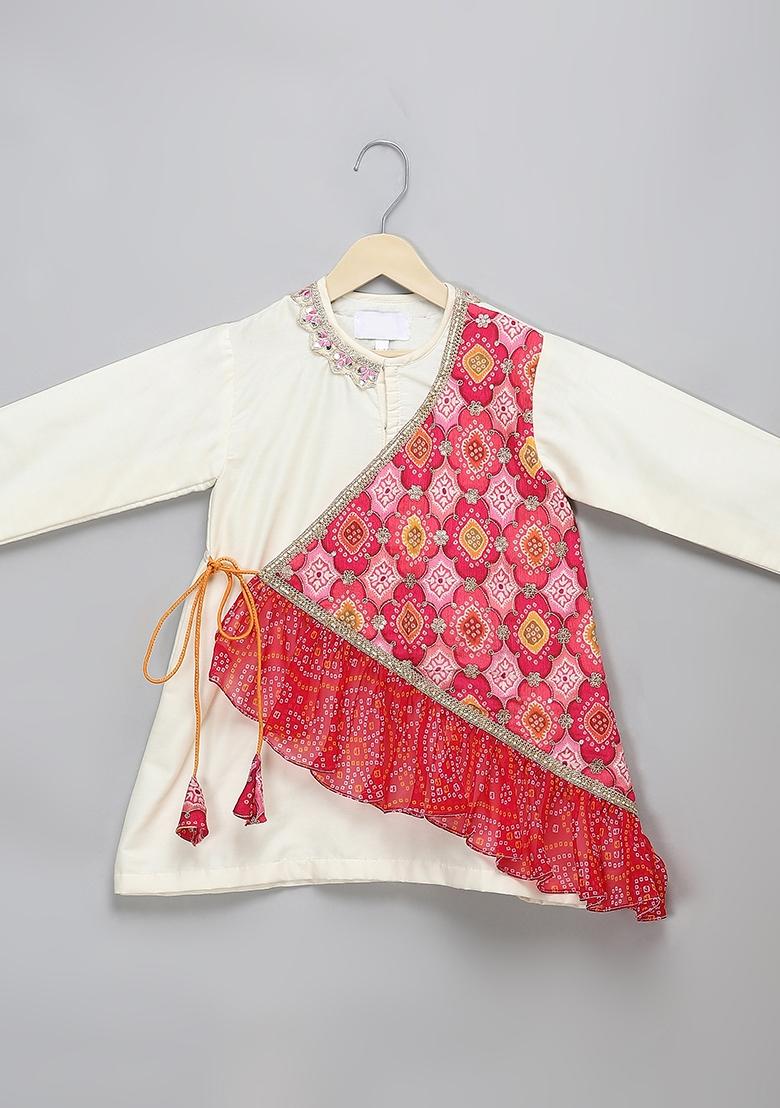 Off White Embroidered Cotton Silk Kurta Set Navratri Wedding For Boys