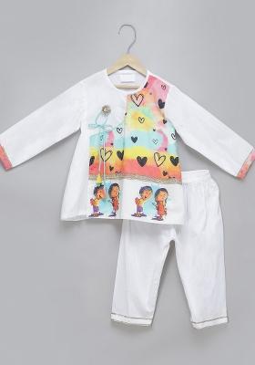 Yellow Embroidered Cotton Silk Kurta Set Raksha Bandhan For Boys