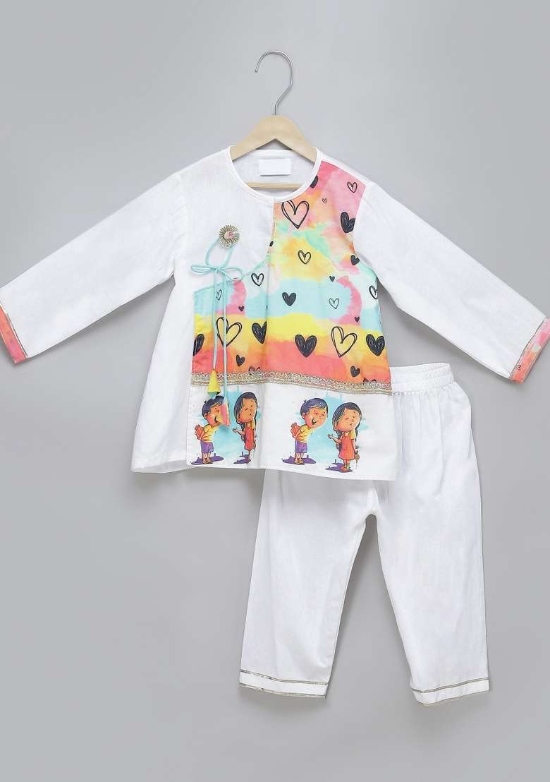 Yellow Embroidered Cotton Silk Kurta Set Raksha Bandhan For Boys - Indya