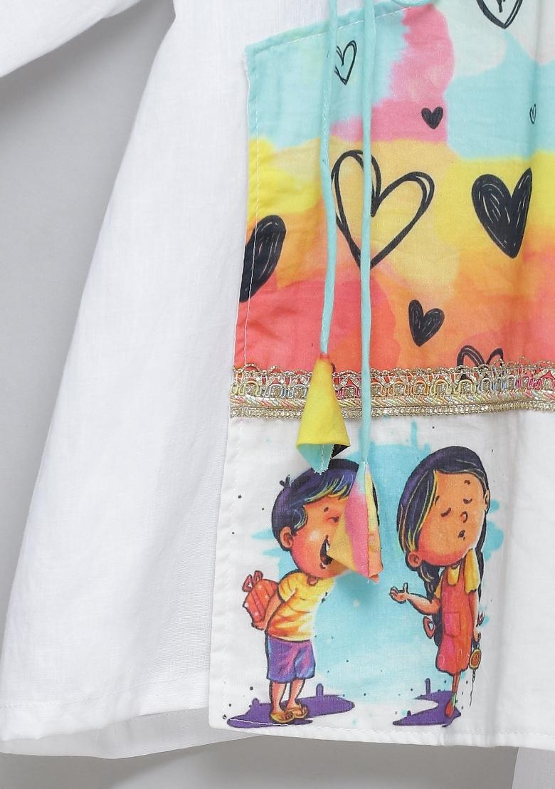 Yellow Embroidered Cotton Silk Kurta Set Raksha Bandhan For Boys