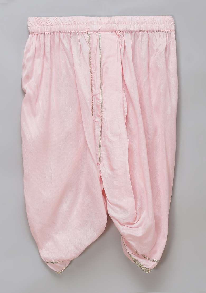 Pink Printed Cotton Dhoti Set Janmashtami For Boys - Indya
