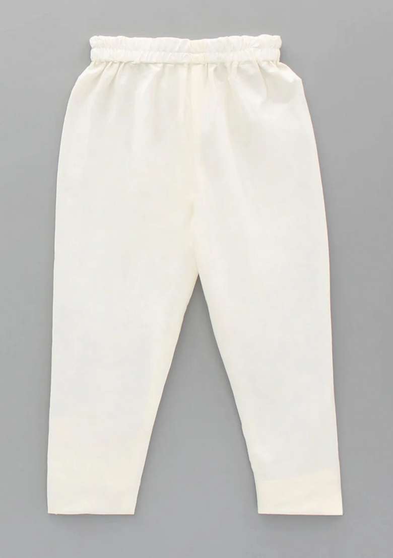 Offwhite Embroidered Georgette Bandhgala For Boys - Indya