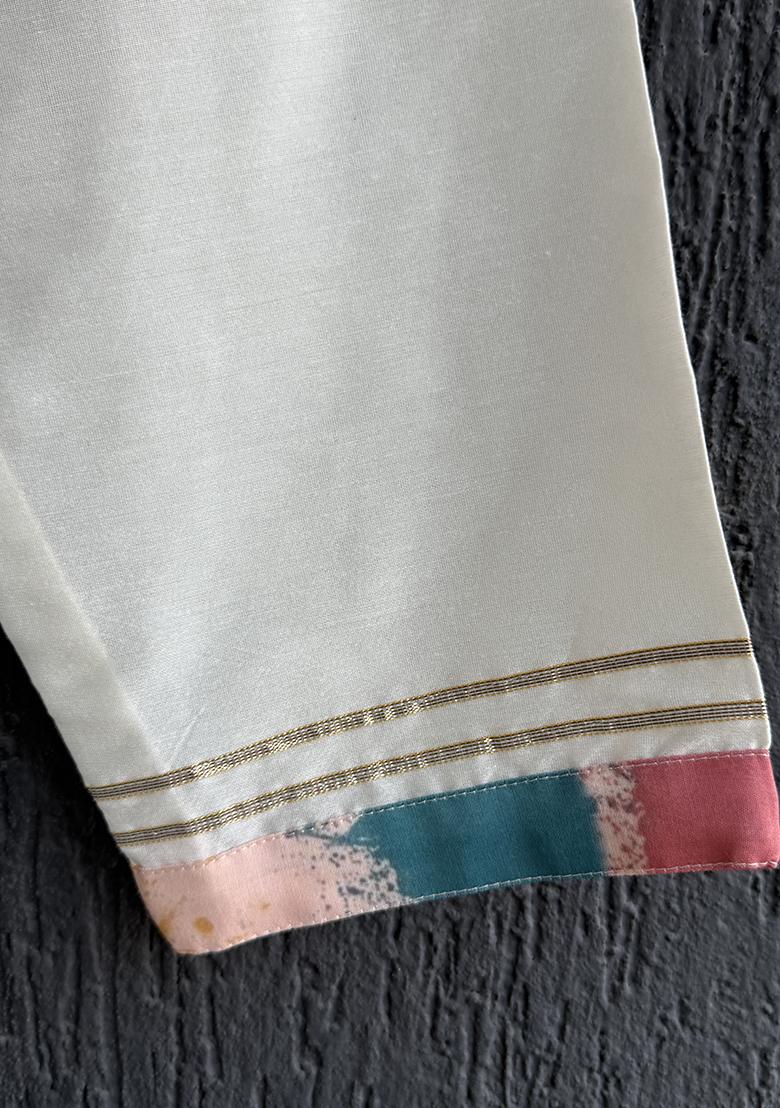 Multi Color Printed Cotton Silk Kurta Set For Boys