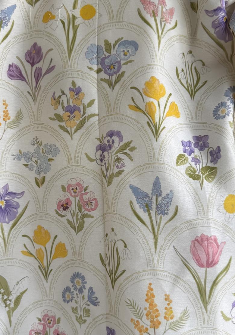 Off White Printed Cotton Silk Kurta Set For Boys