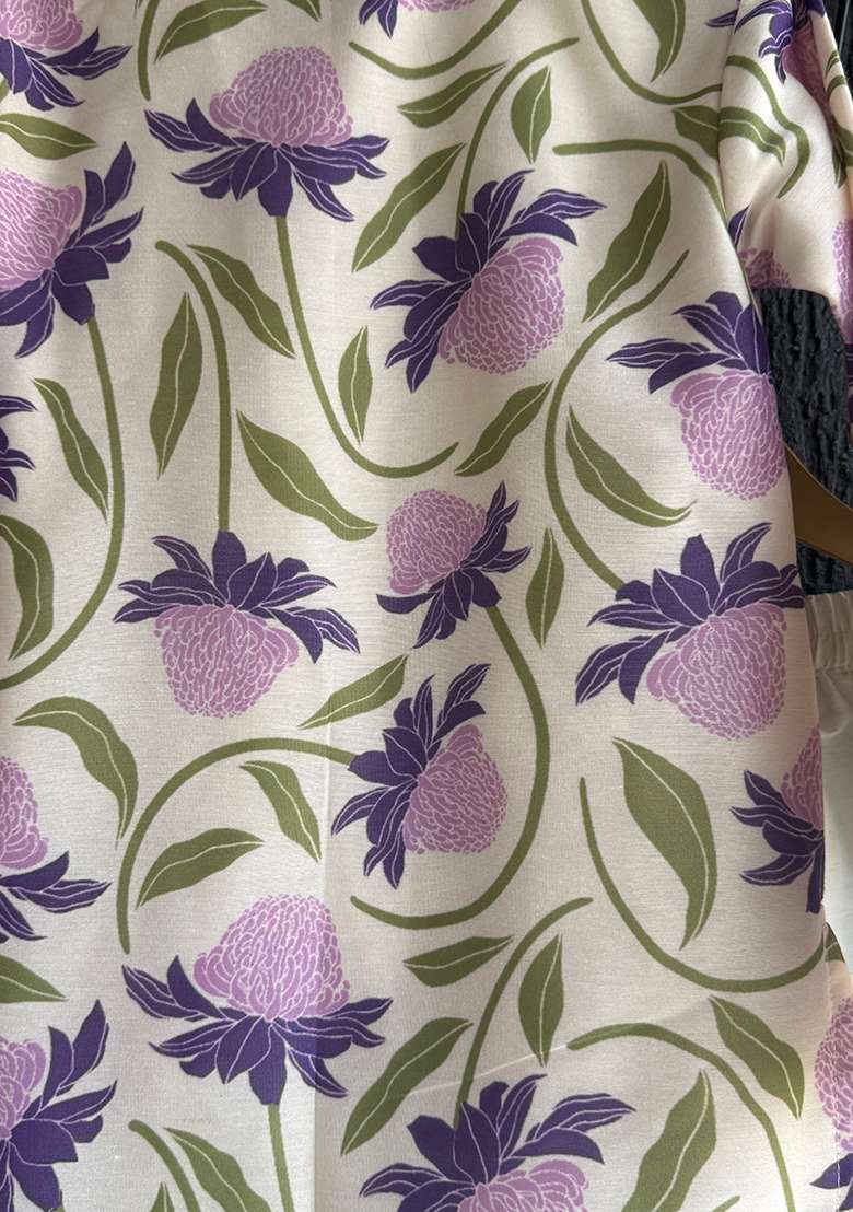 Off White Printed Cotton Silk Kurta Set For Boys - Indya