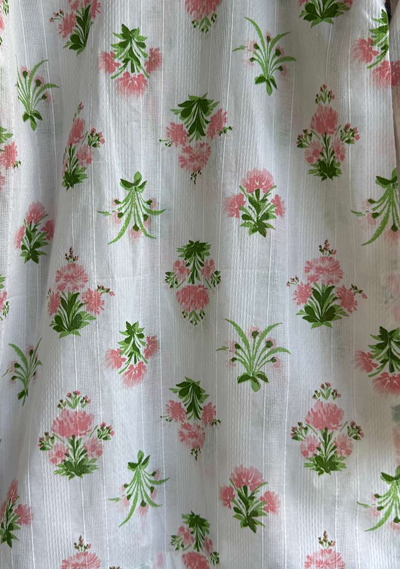 Off White Floral Print Kurta Set For Boys - Indya