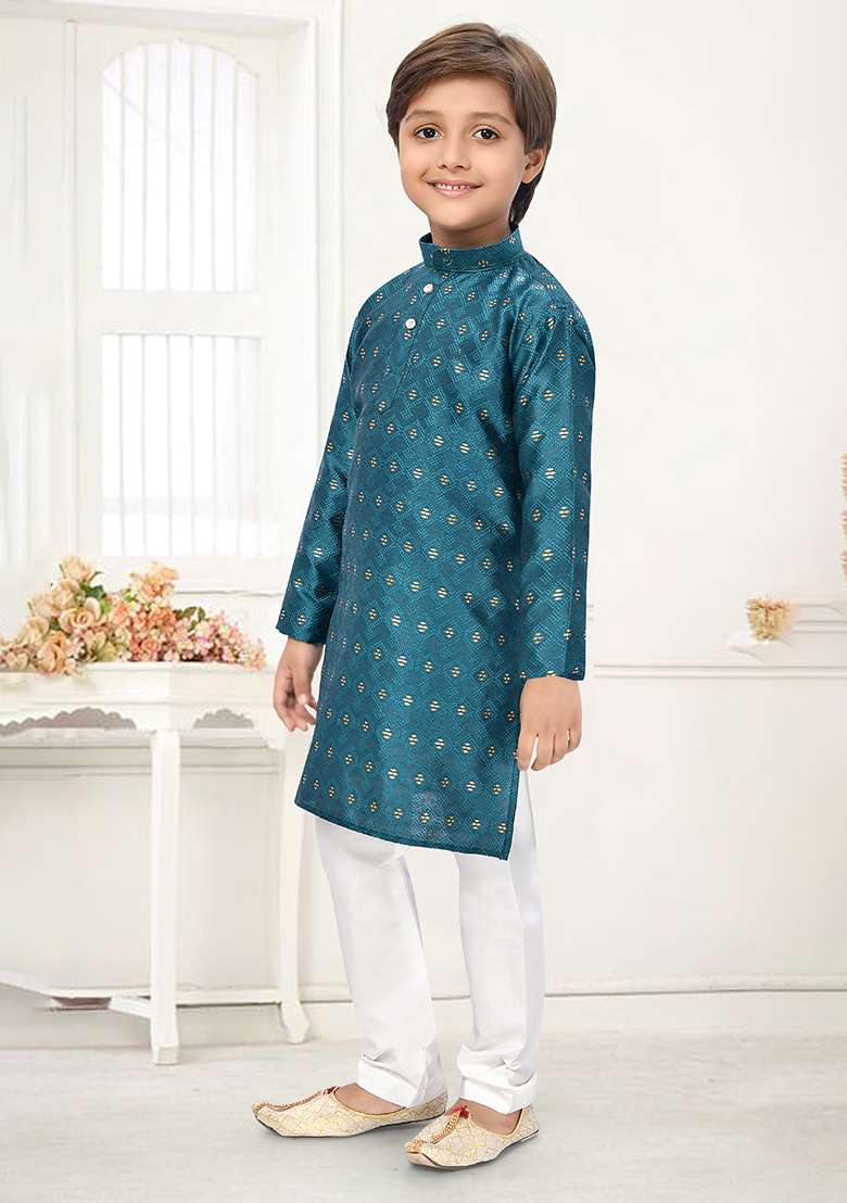 Rama Jacquard Kurta Set For Boys - Indya