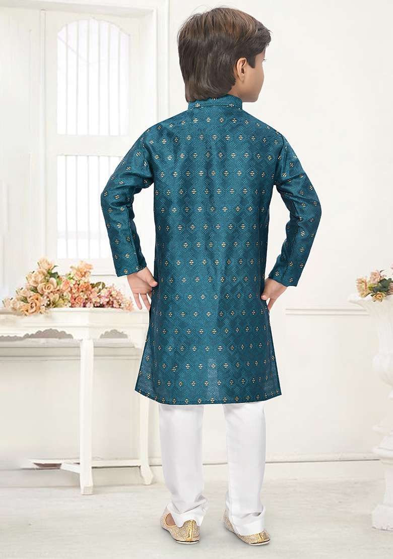 Rama Jacquard Kurta Set For Boys - Indya