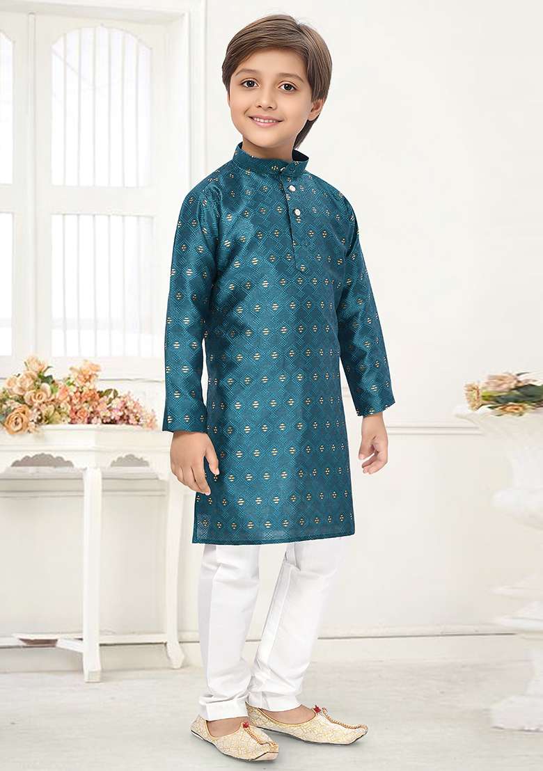 Rama Jacquard Kurta Set For Boys - Indya