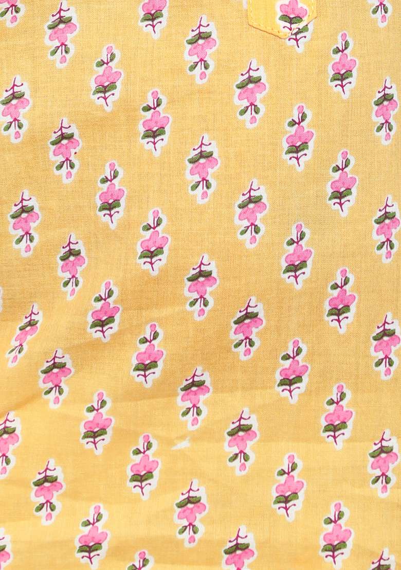 Yellow Embellished Cotton Kurta Set For Boys - Indya