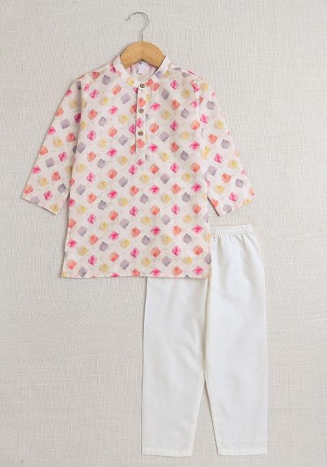 Multicolor Printed Polyester Kurta Set For Boys