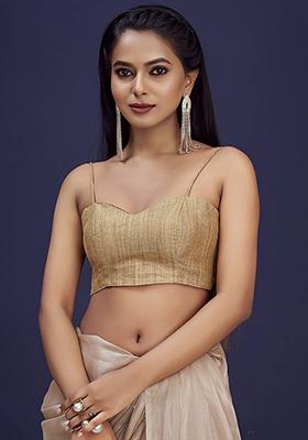 Brown Woven Silk Blouse