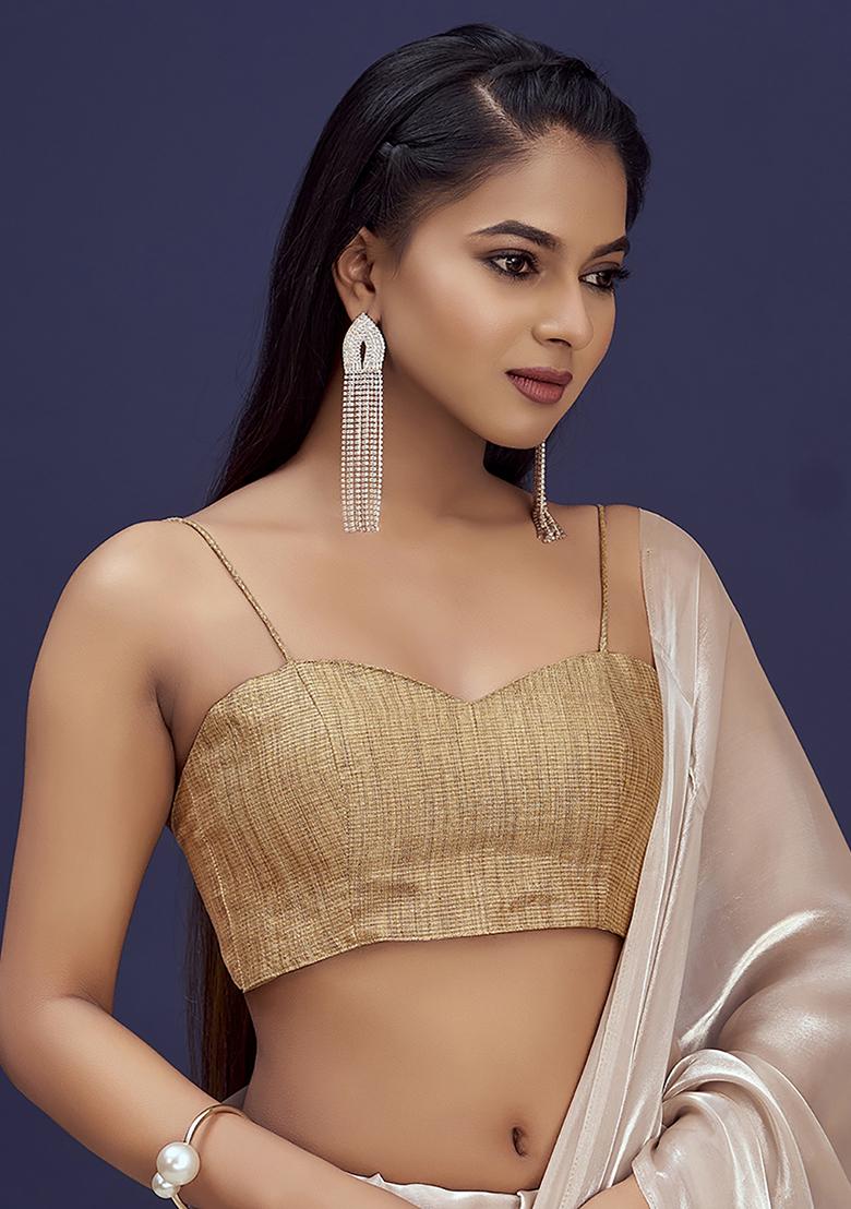 Brown Woven Silk Blouse - Indya