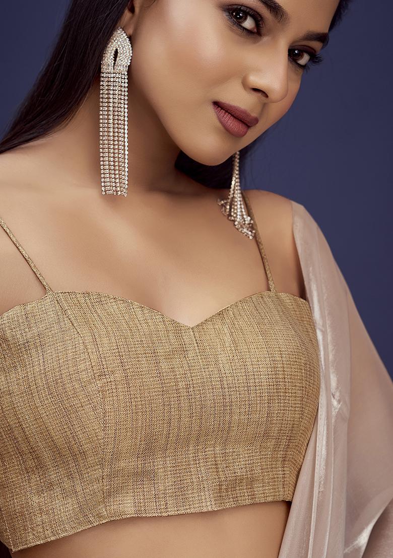 Brown Woven Silk Blouse - Indya