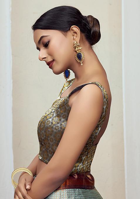 Black Woven Silk Blouse