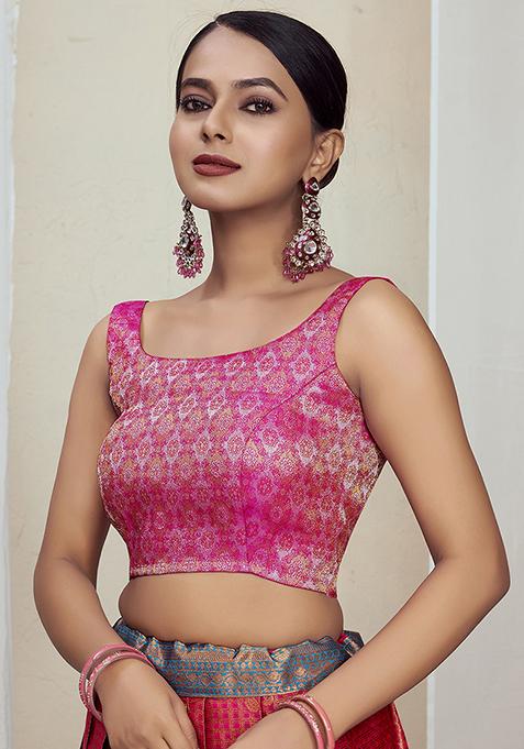 Pink Woven Silk Blouse