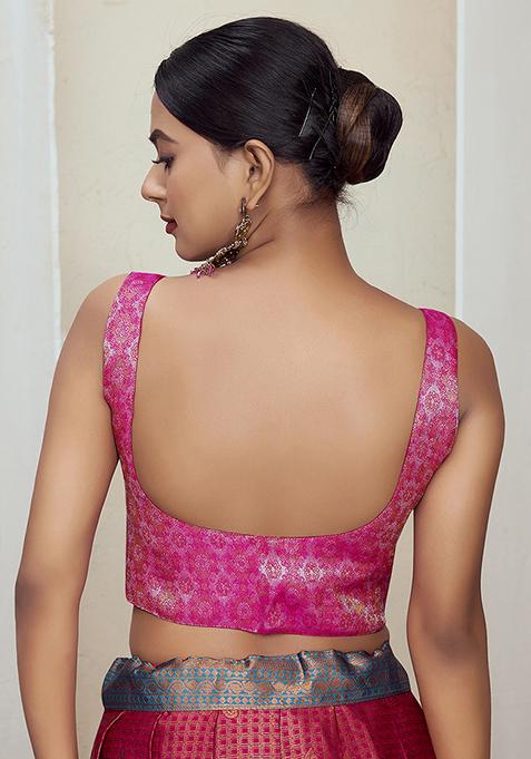 Pink Woven Silk Blouse