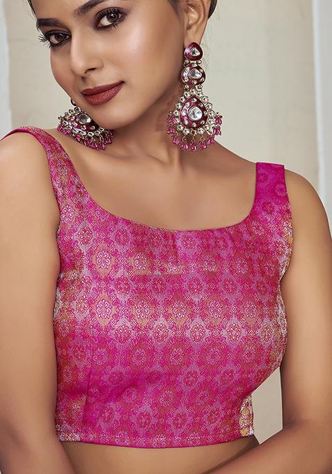 Pink Woven Silk Blouse