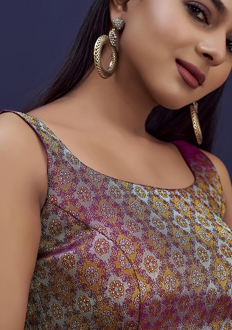 Wine Woven Silk Blouse