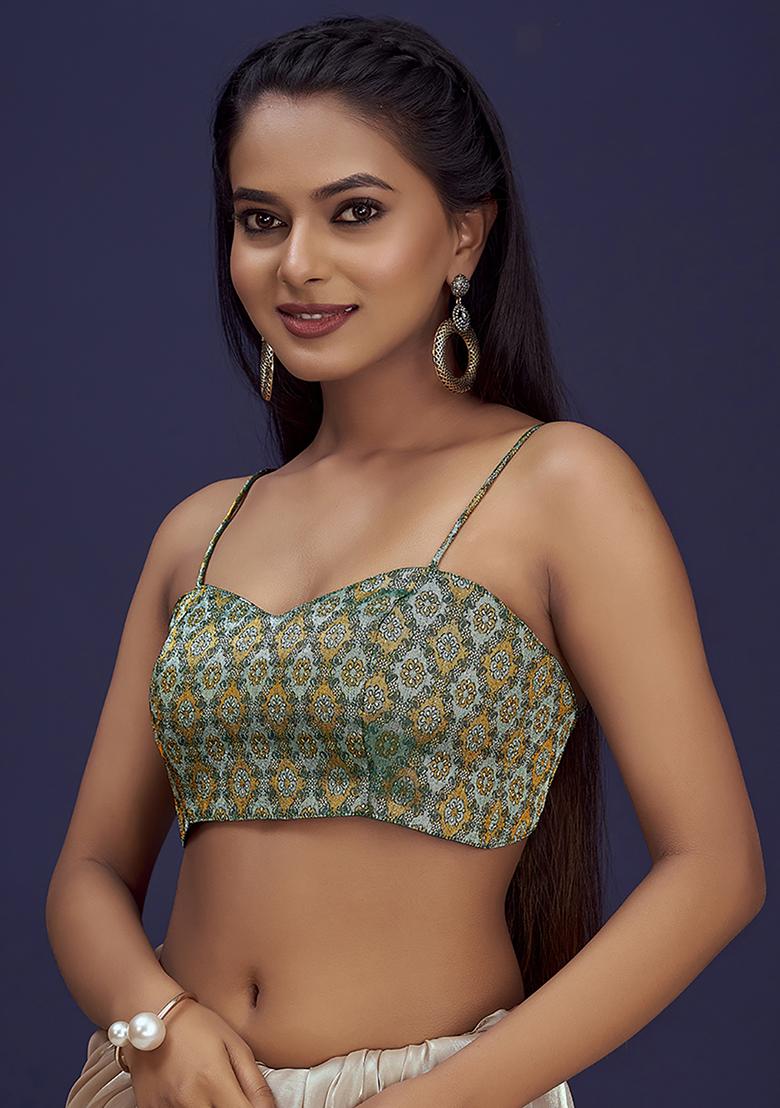 Green Woven Silk Blouse