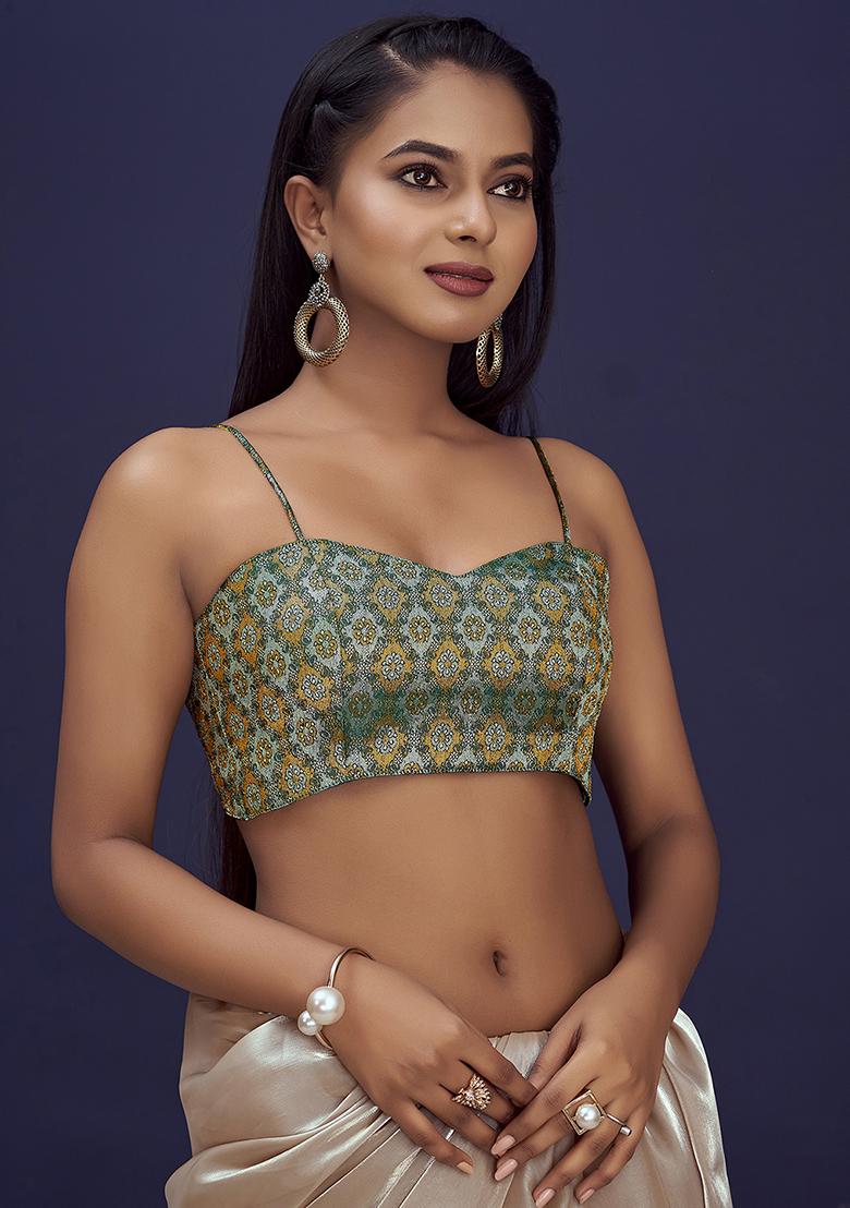 Green Woven Silk Blouse