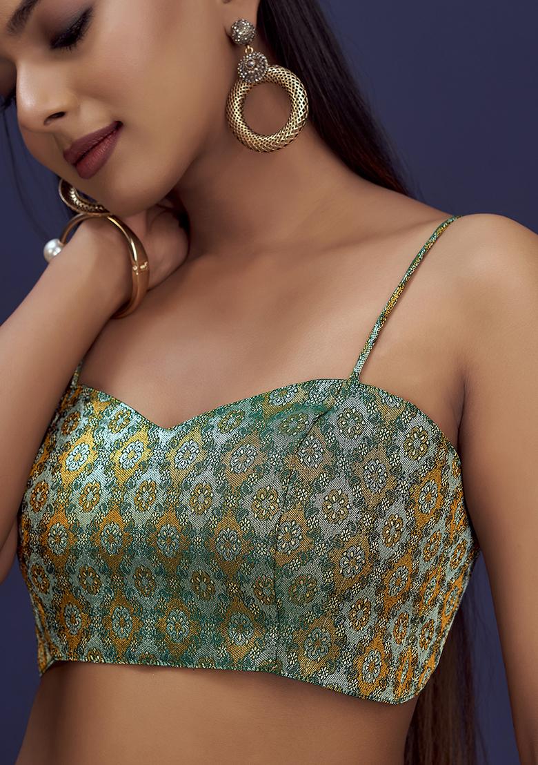 Green Woven Silk Blouse