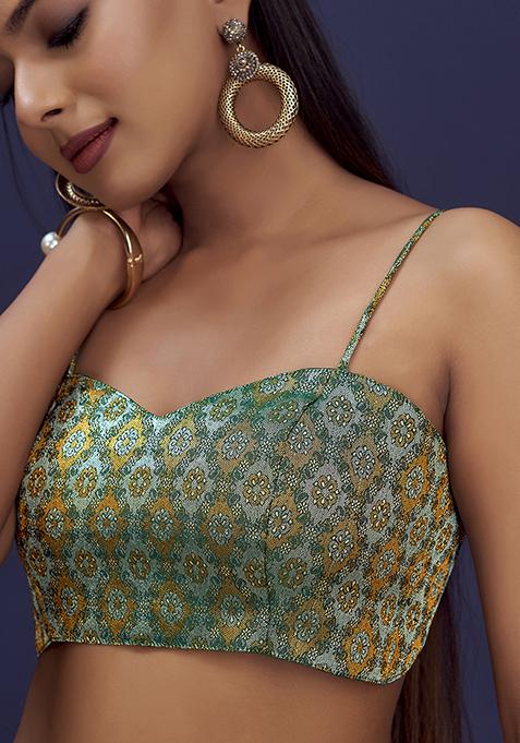 Green Woven Silk Blouse