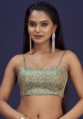 Grey Woven Silk Blouse