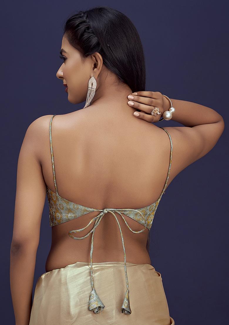 Grey Woven Silk Blouse