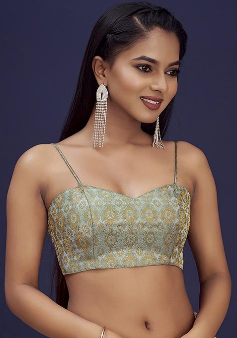 Grey Woven Silk Blouse