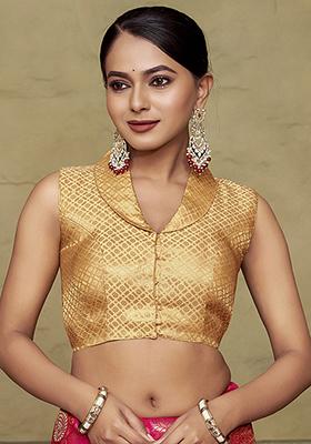 Brown Woven Silk Blouse