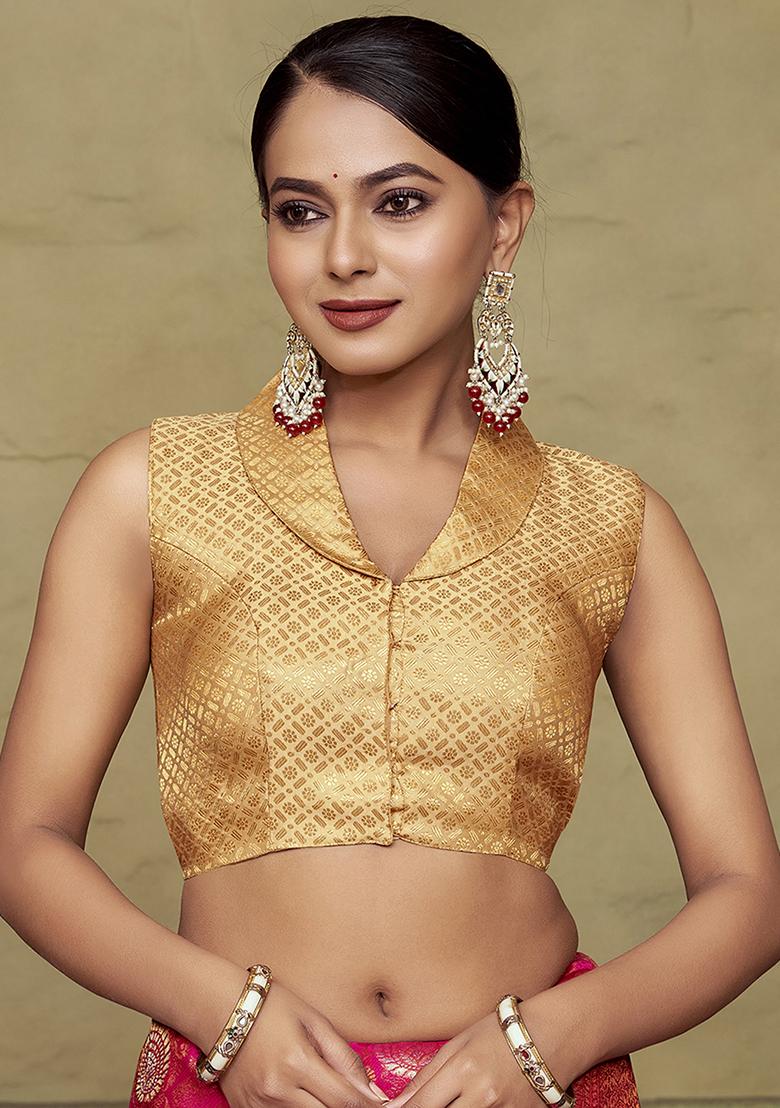 Brown Woven Silk Blouse